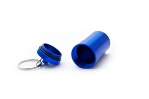 Pillendose blau 68 x 31 mm Pillenbox Tablettendose Schlüsselanhänger Alu Dose - Bild 1 von 2