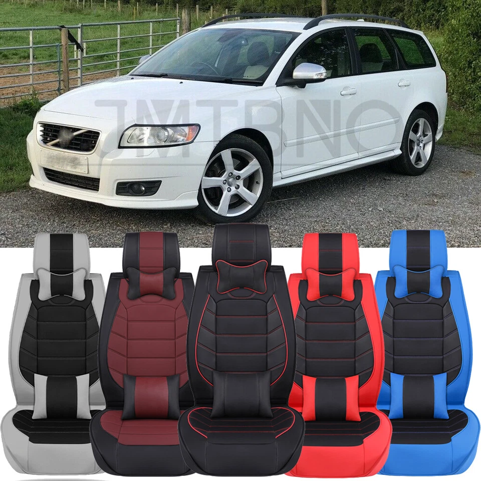 Juego completo de 5 fundas de asiento de coche de cuero de lujo para Volvo V50 V60 cojín delantero y trasero Foto 1 de 4