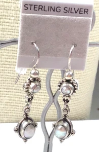 Orecchini Argento Sterling 925 Perla Biwa Bianca Traforata Goccia Lotto 13 - Foto 1 di 3