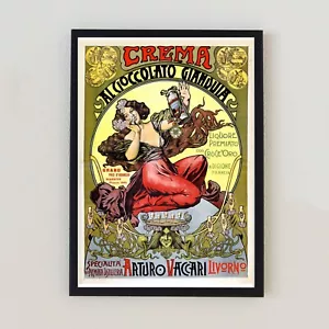 1900 Chocolate Cream Italian Advertising Poster 7x5 Retro Vintage Wall Art Print - Picture 1 of 2