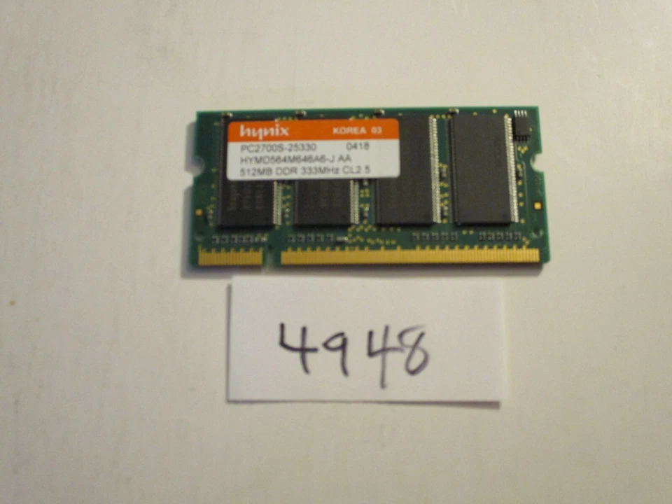 Hynix 512Mb 333Mhz PC2700 200pin DDR1 SODIMM laptop memory RAM (4948) - Image 1 of 2