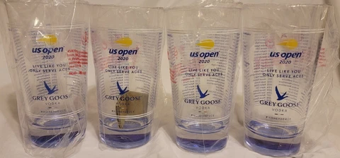 2020 US Open Tennis Grey Goose Hard Plastic Tumblers  NEW Set of 4 Collectables Cover