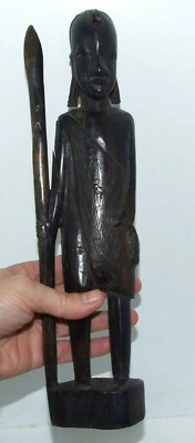 Sculpture ancienne d'un guerrier massaï en ébène 34cm de haut - Photo 1/4