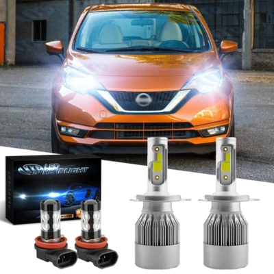 Combo de 4 faros delanteros LED + faros antiniebla 6000K para Nissan Versa 2007-2018 Foto 1 de 4
