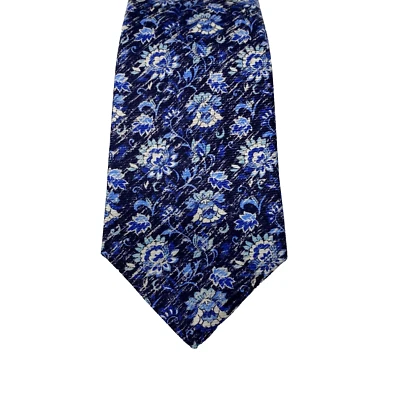 Kiton Hombre Corbata Azul Estampado Floral 100% Seda Italia 3.5 x 59 NUEVO Foto 1 de 4