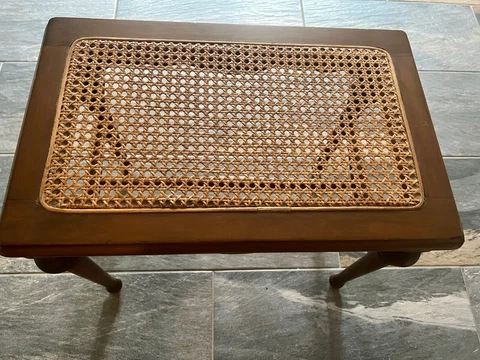 Antique Cane Top Mahogany Bench Stool Cover