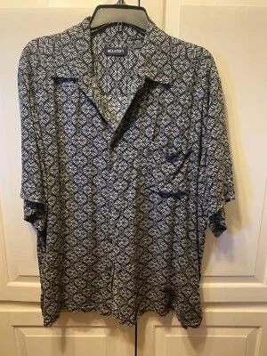 USADO Hombre Puritan XL Cuello Blanco y Negro Diseño SS Camisa de Vestir  Foto 1 de 2