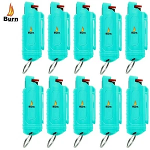 10 BURN Pepper Spray Green 1/2oz Self Defense Security Hard Shell Keychain Case  - Picture 1 of 3