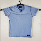 Abercrombie & Fitch Shirt Men Small Blue Henley 1/4 Button Short Sleeve Distress