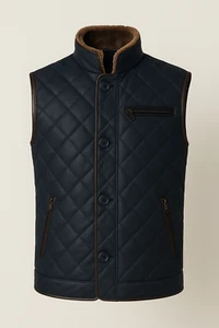 Giubbotto pelle di pecora uomo pelle e vera pelliccia di shearling gilet gilet giacca XXS - 6XL - Foto 1 di 3