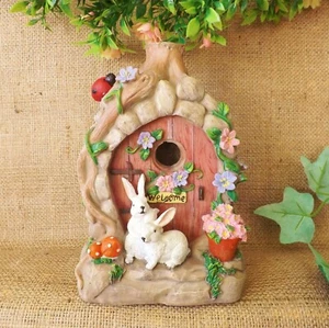 Miniatur Welt Hasen Fee Landhaus Tür Eingang Wald Garten Solarleuchte - Bild 1 von 3