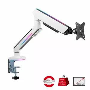 SIIG Premium Single Monitor Arm Desk Mount Gaming RGB Lighting (CE-MT3J11-S1) - Picture 1 of 9