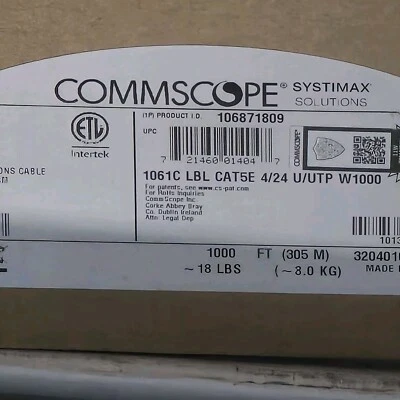 Systimax 106871809-1061C PowerSUM Category 5e U/UTP Cable, Non-Plenum, 1000 Foot - Image 1 of 2