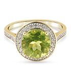250Ct Round Cut Peridot And Cz Halo Two Toned Proposal Ring For Her In 925 Silver