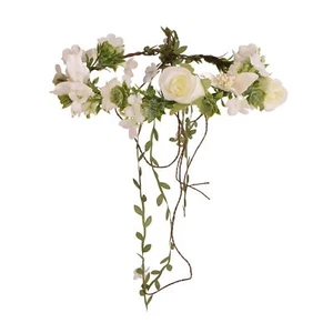 Woodland Fairy Floral Headband Flower Grils Crown with Tail Bridal Hair Wreat... - Picture 1 of 6