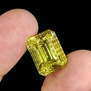 15 kt natürlicher Zitronenquarz loser Edelstein Smaragdschliff für Designer Schmuckherstellung - Bild 1 von 9