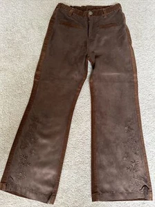Girls Balabala Vintage Pants Faux Suede Embroidered Flowers W23 L21 “READ” - Picture 1 of 11