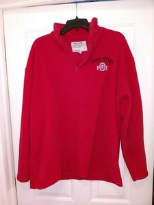 Ohio State University Buckeyes Quarter Zip Fleece Sweater Men's Large Red - Picture 1 of 5