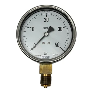Wika EN837-1 Pressure Gauge CL. 1.0 0...40BAR Vertical External Thread 1/2" - Picture 1 of 12
