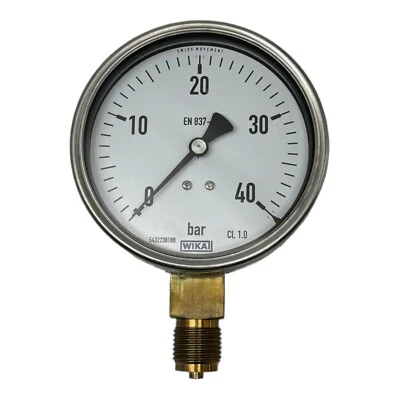 Wika EN837-1 Pressure Gauge CL. 1.0 0...40BAR Vertical External Thread 1/2" - Image 1 of 4