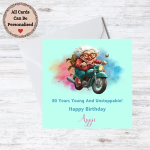 Handgefertigte personalisierte Geburtstagskarte - 80. weiblich personalisierbar Name (E130) - Bild 1 von 1