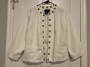 Live a Little Jacket White Size Large Xl Grommet Open-Front Women - Picture 1 of 9