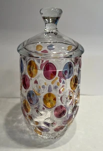 Vintage Czechoslovakia Bohemia Crystal Vase Jar Multicolored Bubbles/Dots - Picture 1 of 5