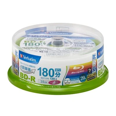 Verbatim BLU-RAY DISCS 25GB BD-R 1-6x disc Sealed Pack Printable VBR130RP20SV1 - Image 1 of 2