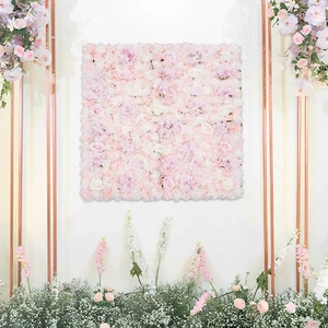 Artificial Flower Wall Background Silk Rose Flower Panels Wedding Backdrop Decor - Picture 1 of 13