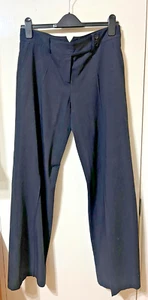 REISS Navy Narrow Pinstripe Wool Blend Wide Leg Tailored Trousers UK 12 - Picture 1 of 6