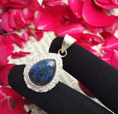 Colgante vintage de lapislázuli de plata de ley 925 piedras preciosas ~ colgante oxidado ~ regalo ~ Foto 1 de 3