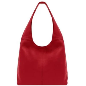 Red Soft Pebbled Leather Hobo Bag Women's Bag Handbag Gift - Picture 1 of 4