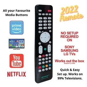 NEW SONY TV REMOTE CONTROL UNIVERSAL REPLACEMENT SMART TV LED 3D YOUTUBE NETFLIX - Picture 1 of 3