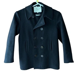 US Navy Pea Coat MP72132 Mens Size 38 Solid Black Wool Military Issued Coat - Picture 1 of 8