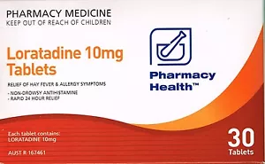 =>PRICE SMASH P/HEALTH LORATADINE 10MG 3X 30 tablets HAYFEVER&ALLERGY,=CLARATYNE - Picture 1 of 2