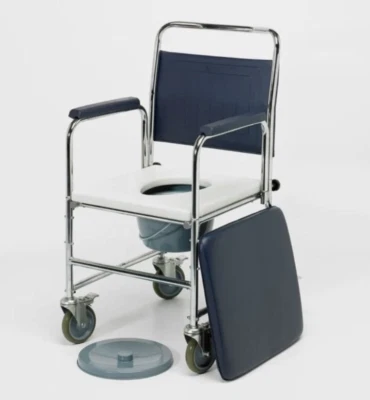 Homecraft Chrome Plated Steel Wheeled Commode Round Bowl Without Footrest - Image 1 of 2