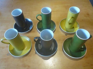 Schmid Lagardo Tackett Japan Porcelain Espresso Cups and Saucers x 6 - Picture 1 of 7