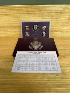 1986 S PROOF Set in Original Box US Mint with COA (5 Coin Set) - Picture 1 of 6
