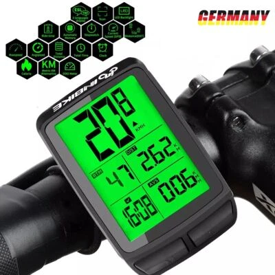 Funk Fahrradcomputer Tachometer Digital LCD Fahrrad Kilometerzähler Wasserdicht - Bild 1 von 4