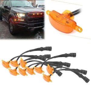 9pc Front Upper Grill Grille LED Amber Lights Fit Ford F150 F-150 2004 2005-2017 - Picture 1 of 7