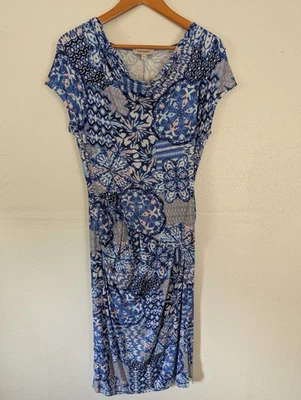 Haute Hippie Dress Tribe Stretch Midi  "Olivia"  Sz M Blue A379956 Women CB66i - Image 1 of 4