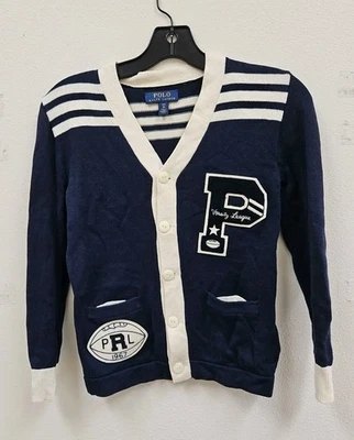 Кардиган вязаный свитер Polo Ralph Lauren для мальчиков маленький 8 университетская футбольная лига - Изображение 1 из 4