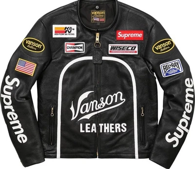 Chaqueta Supreme Vanson Star para hombre motociclista ropa de calle Halloween chaqueta de cuero real Foto 1 de 4