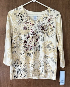 NWT City Blues by Koret Women's Cream Floral Top Size S - Picture 1 of 7