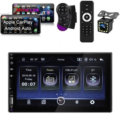 7"Car For Apple Carplay Radio Android Auto Touch Screen Stereo Bluetooth FM A - Image 1 of 4