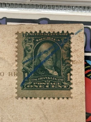 Error Stamp Off Center Perforation Benjamin Franklin 1906 On A Easter Post Card. - Image 1 of 4