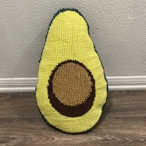 Cute Green Avocado Pillow Decorative - Crochet Styled - 16” Stuffed - Picture 1 of 6