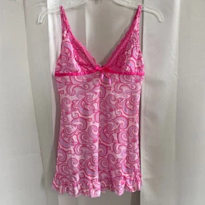 Shirley of Hollywood Cami Top Small Pink Babydoll Lace Y2K Paisley Fairy 18426 - Picture 1 of 7