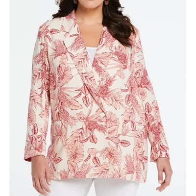 Ella Rafaella Blazer Womens XL Peach Red Double Breasted Feminine Career Office - Image 1 of 4