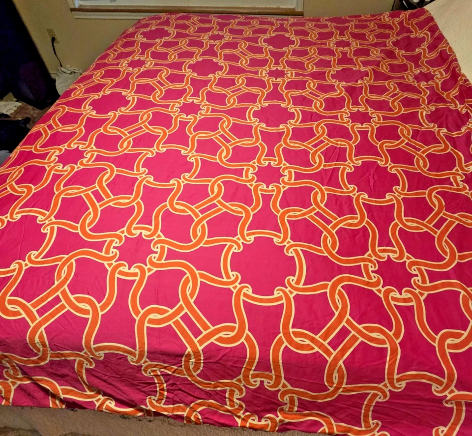 Edredón Echo Catalina Doble 100% Algodón Rosa Naranja Botones Reversibles 70" x 86" Foto 1 de 4